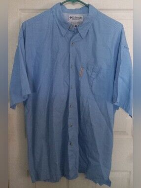 Columbia PFG Blue Vented Fishing Button-up Shirt Mens Medium